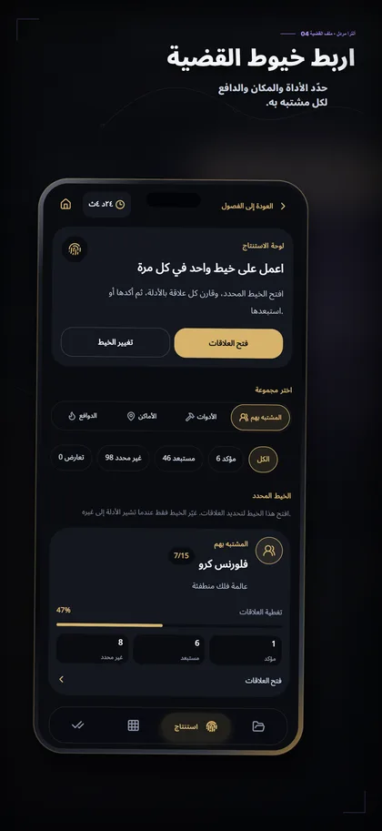 عناصر ربط المشتبه به بالأداة والمكان والدافع داخل Ultra Murdle